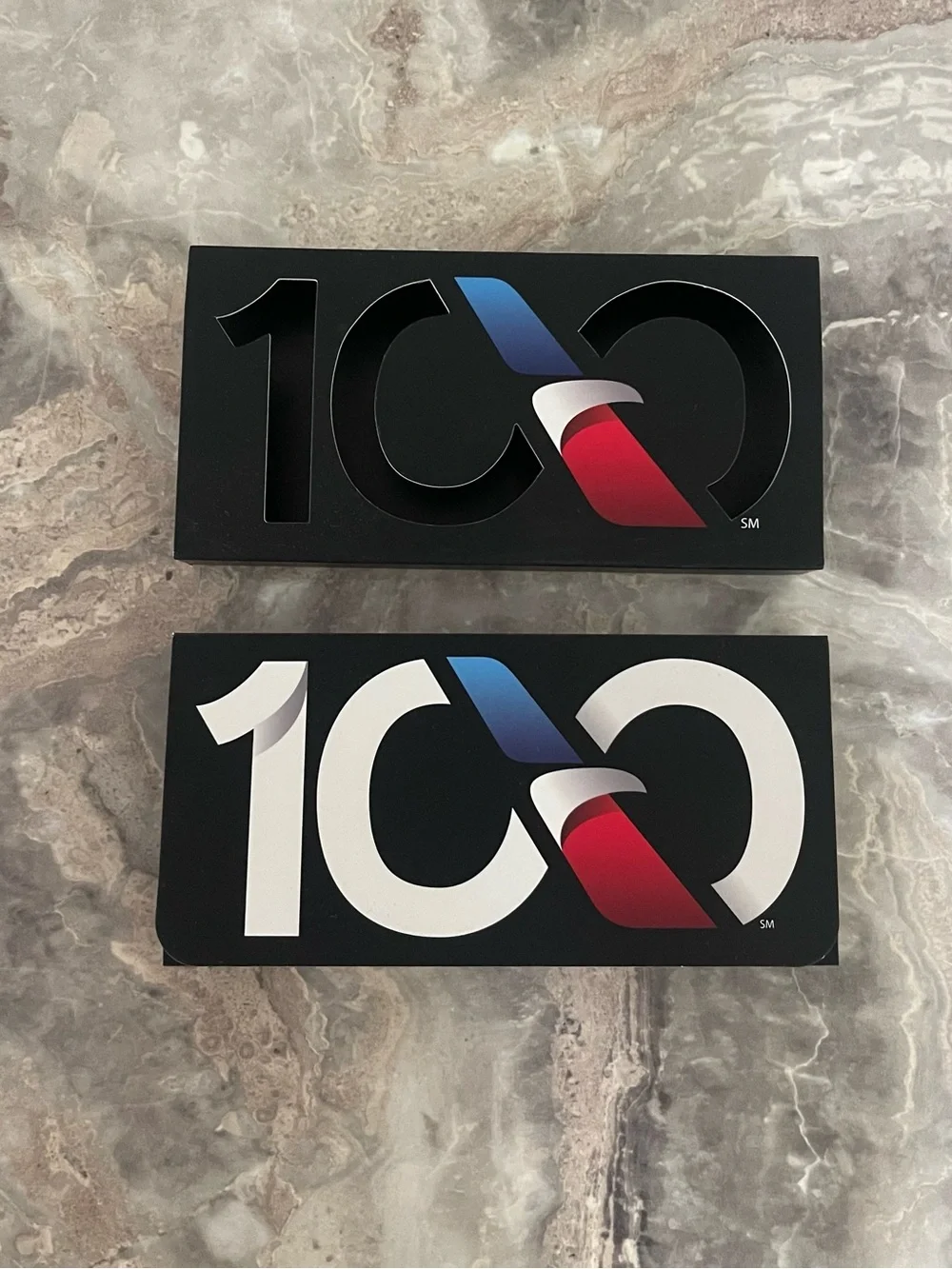 American Airlines 100 Year pin- Black, Red, Blue
